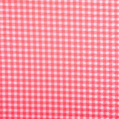 Produktbild von Bekleidungsstoff Meterware Seersucker Baumwolle Karo weiß pink 1,45m