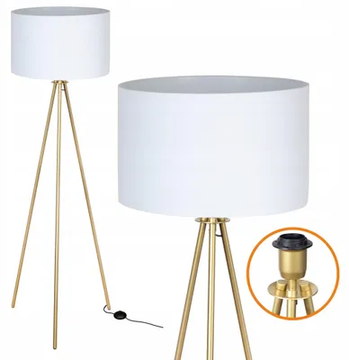Produktbild von Cerlux Trigni Klassische Stehlampe Weißer Schirm Goldfuß