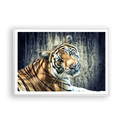 Produktbild von Gerahmtes Poster - Weißer Rahmen - Indien stein tiger wild - 100x70 cm - Wand Bild - Wanddeko - Wandbilder - Kunstposter - Wandposter - Bilderrahmen - Bilder - Kunstdruck - Wandbild - P2WAA100x70-2464