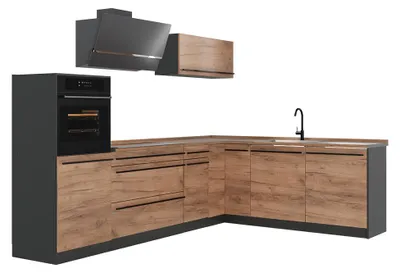 Immagine prodotto di Cucina angolare completa Vicco R-Line Rovere dorato/Antracite 287 x cm piano di lavoro Rovere dorato, Model 65927