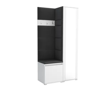 Produktbild von Garderobe LUTON 6 WHITE 16– Farbe: weiß, moderner Schrank 40x95x186 cm, funktionale Lösung für den Flur, Garderobeschrank, Flurmöbel