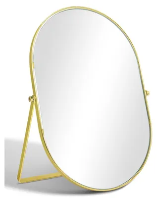 Produktbild von Kosmetikspiegel Oval mit Metallrahmen Gold 31 x 22,5 cm Winkelverstellbar