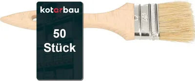 Zdjęcie produktu dla KOTARBAU® Zestaw 50 pedzli z drewniana raczka Wszystkie 50 mm Pedzel plaski Bejca Glazura Kolory do malowania Pedzel do malowania Lakier Farby akrylowe Odporne na rozdarcia wlosie Zmywalne Uni