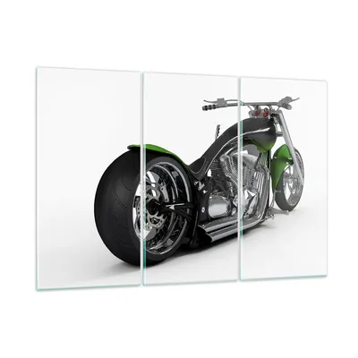 Produktbild von Bilder auf glas - Motorrad Chrom Schlauch Reise - 165x110cm - Glasbilder - Wandbilder - Kunstdruck - zum Aufhängen bereit - Wanddekoration aus Glas - Glas Bilder - Wandbild auf Glas - GCE165x110-1548