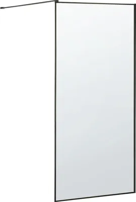 Produktbild von BELIANI Duschwand Schwarz aus beständigem Temperglas schwarze Aluminiumprofile Duschabtrennung ohne Türen Walk-in-Dusche 90 x 190 Elegant Modern