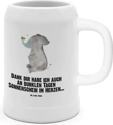 Produktbild von Mr. & Mrs. Panda Krug Elefant Biene - Weiß - Geschenk, Hochzeitsgeschenk, Seidel, Heiratsantrag, Gute Laune, Tonkrug, Steingutkrug, Liebesspruch, Liebe, Bierhumpen