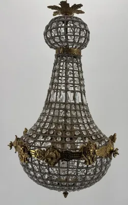 Produktbild von Casa Padrino Barock Kristall Kronleuchter Antik Messing H. 73 cm - Barock Leuchten