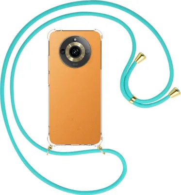 Produktbild von Handykette Backcover-Schutzhülle mit Band (Metall goldfarben) für Realme 11 5G (6.72'') - türkis