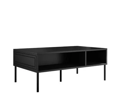 Produktbild von MIRJAN24 Couchtisch Palazzo Bis, Kaffeetisch mit Regal, Wohnzimmer Tisch, Metallfüße in der Farbe Schwarz (Farbe: Schwarz)