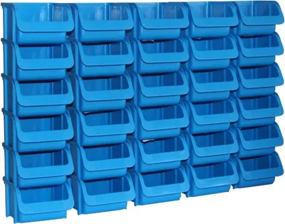 Produktbild von 30 x Sichtbox Stapelbox Aufbewahrungsbox in Größe 1 aus Polypropylen, hohe Formstabilität und Belastbarkeit, Farbe: Blau
