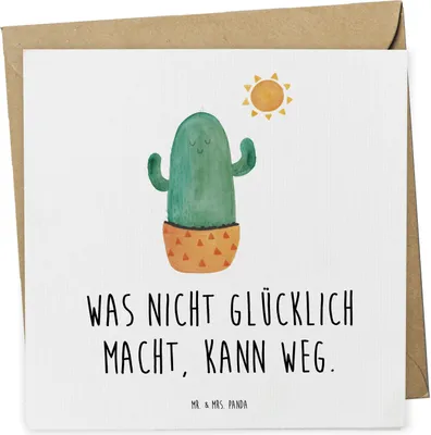 Produktbild von Mr. & Mrs. Panda Grußkarte Kaktus Sonne - Weiß - Geschenk, Glückwunschkarte, faltkarte, Glück, anlasskarte, Kakteen, Freundin, doppelkarte, Klappkarte, Scheidung