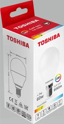 Obrázok produktu pre Toshiba LED žiarovka g45 e14 7w 3000k
