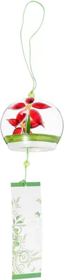 Produktbild von Japanische Glas-Windspielglocke als hängende Außendekoration für den Garten | Klares, melodisches Klangbild, rotes Glas, schlichtes Design für Wohnzimmer und Schlafzimmer, zufällige Farbe, zufälliger Stil
