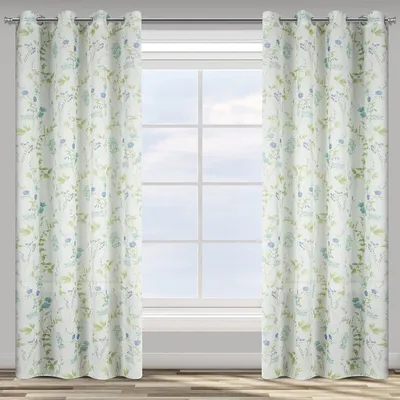 Produktbild von Design91 Vorhang MIA weiß blau 140x250 cm  Ösen Ösenvorhang