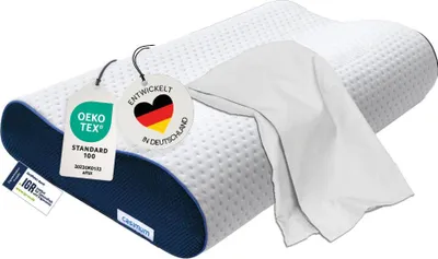Produktbild von Nackenstützkissen, Orthopädisches Nackenkissen inkl. weißem Schonbezug, Memory-Schaum, Rücken- & Seitenschläfer, Ergonomie-Produkt, CASIMUM