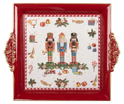 Obrázek produktu pro Clayre & Eef Podnos 30 x 26 x 3 cm Červený plast