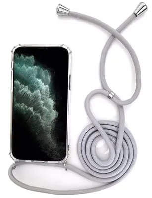 Produktbild von Handyhülle mit Band Kette Kordel / Umhängehülle zum Umhängen für diverse iPhone Modelle iPhone 16e Grau / Silber