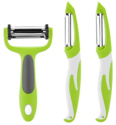 Produktbild von Gemüseschäler Kartoffelschäler Julienneschneider - 3-in-1 - Edelstahl - Antirutsch-Griff - Für Kartoffeln, Karotten und Äpfel