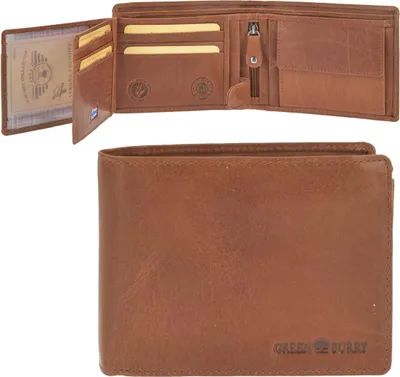 Zdjęcie produktu dla Greenburry portfel skórzany męski 13x10cm z ochroną RFID "House of Norway" portfel brązowy