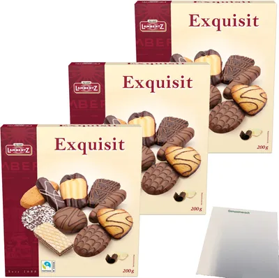 Produktbild von Lambertz Exquisit Gebäckmischung 3er Pack (3x200g Packung) + usy Block