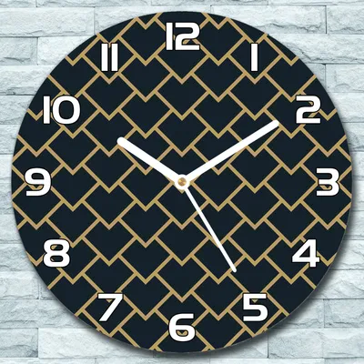Produktbild von Wanduhr aus Glas Rund fi 30 Geometrisches Muster Quarz Deko Wohnzimmer Büro