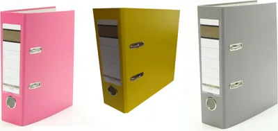 Produktbild von 3x Ordner / DIN A5 / 75mm / Farbe: je 1x gelb, pink und grau