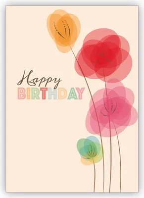 Produktbild von Schicke Retro Blumen Geburtstagskarte für Familie und Kollegen: Happy Birthday