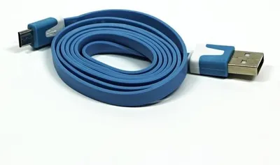 Produktbild von USB-Kabel (2.0), USB A M - microUSB (M), 1 m, flach, blau
