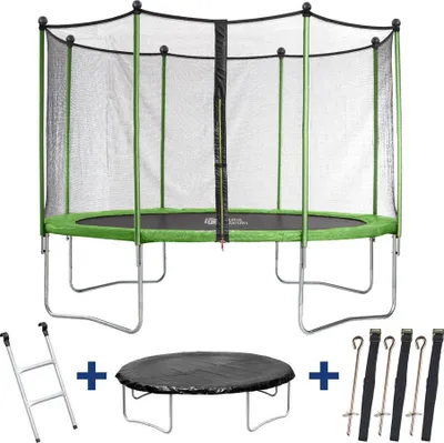 Produktbild von Trampolin "Yoopi" - Ø 3,65 m - mit Netz + Leiter + Abdeckung + Befestigungsset