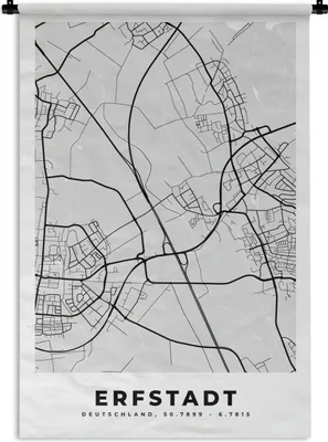 Produktbild von MuchoWow® Wandteppich Wandbehang Deutschland - Stadtplan - Erfstadt - Karte 60x90 cm Tapisserie Dekoration Wandtuch - Foto-Teppich - Abwaschbar