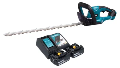 Zdjęcie produktu dla Akumulatorowe nożyce do żywopłotu Makita DUH 607 RT2 18 V 60 cm + 2x akumulator 5,0 Ah + ładowarka