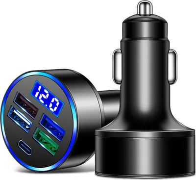 Obrázek produktu pro 5-in-1 nabíječka 4 USB Port Type-c Rychlé auto led digitální displej