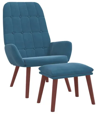 Immagine prodotto di vidaXL Poltrona relax con sgabello in velluto blu