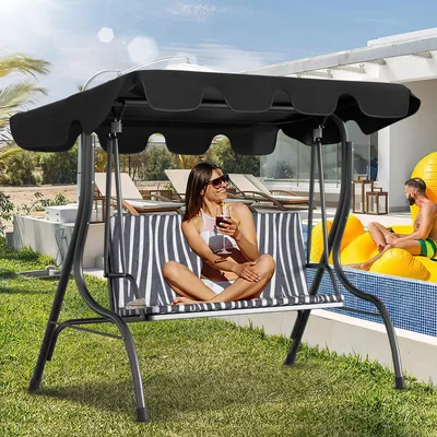 Produktbild von SWANEW sluneční stříška náhradní stříška hollywoodská houpačka náhradní kryt 210x145cm voděodolný antracitový