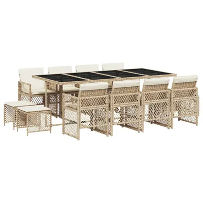 Produktbild von vidaXL 13-tlg. Garten-Essgruppe mit Kissen Beige Poly Rattan