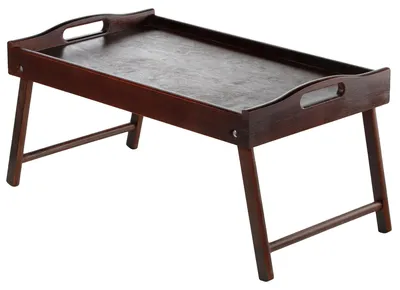 Image de Plateau de petit-déjeuner, design pliable, utilisation polyvalente, marron