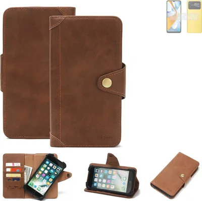 Produktbild von K-S-Trade Handyhülle kompatibel mit Xiaomi Poco C40 Schutz Hülle Walletcase Bookstyle Tasche Case Handytasche Wallet Flipcase Cover PolyurethanBraun (1x)