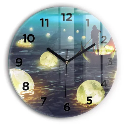Produktbild von Wallfluent Wanduhr – Stilles Quarzuhrwerk - Uhr Dekoration Wohnzimmer Schlafzimmer Küche - Zifferblatt - schwarze Zeiger - 30 cm - Abstraktion