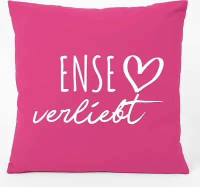 Produktbild von Huuraa Kissen Ense verliebt 40x40cm mit Füllung Fuchsia Baumwolle Dekokissen Geschenkidee