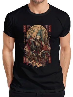 Produktbild von Samurai Ronin Katana Drache Japan Krieger Anime Tattoo Y2K Manga Herren T-Shirt, Schwarz, M