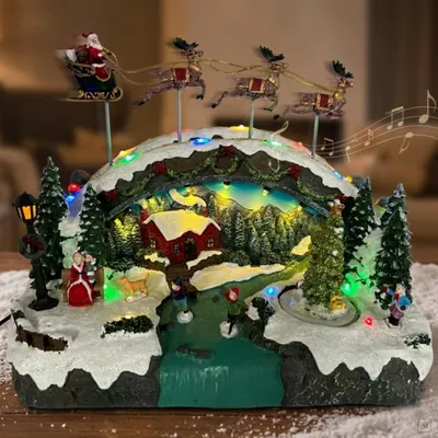 Produktbild von abc HOME | Spieluhr Winterdorf | Weihnachten | bunte LEDs | Netzstecker