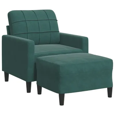 Obrázek produktu pro Křeslo s podnožkou tmavě zelené 60 cm samet