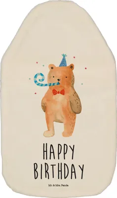 Produktbild von Mr. & Mrs. Panda Wärmekissen Bär Geburtstag - Weiß - Geschenk, Happy Birthday, Wärmflasche, wärmebeutel, Teddy, Alles Gute, naturkautschuk, Glückwunsch, gummi