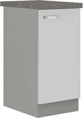 Image de Meuble de cuisine bas 1 porte 40 cm GENJI - gris / blanc brillant