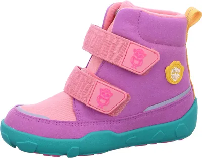 A single child's winter boot shown from a side-diagonal angle against a white background.