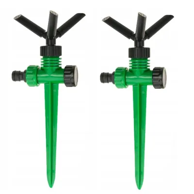 Produktbild von Rasensprenger 2 Stück 360° Grün Schwarz Rotierender Kreisregner mit Erdspieß Gartenbewässerung Sprinkler für Rasen und Beete