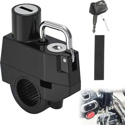 Produktbild von Sicherheitsschloss für Motorhelme - Universal mit 2 Tasten und Helmsp - Schwarz