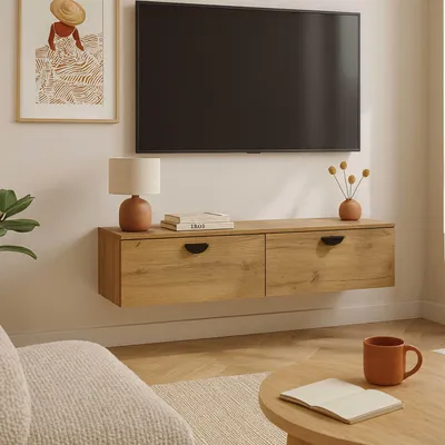 Immagine prodotto di Mobile porta TV industriale da parete da 120 cm in legno - Oviala Jessy