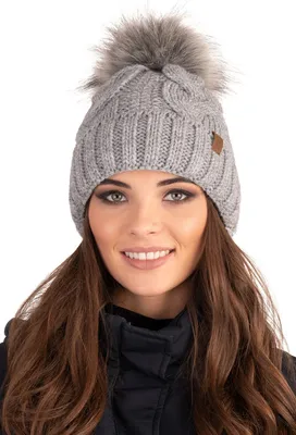 Produktbild von Vivisence Strickmütze Damen - Bommelmütze Für Frauen Kopfbedeckung Winter Herbst - Mütze mit bommel Warme wintermütze Dick Gestrickte - Hellgrau