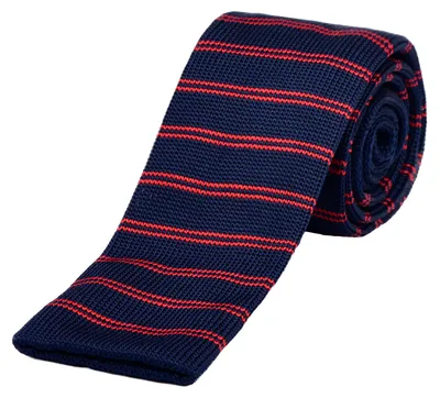 Produktbild von DonDon schmale Strickkrawatte 5 cm - dunkelblau rot gestreift